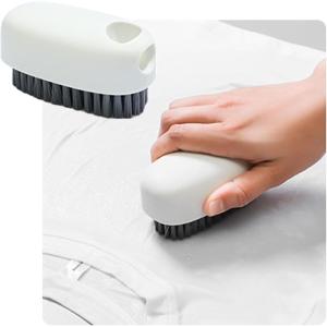 洗濯ブラシ 襟 袖 袖口 ワイシャツ 部分洗いブラシ コンパクト 洗濯用 ハンディタイプ 2個セット (ホワイト,  10cm)