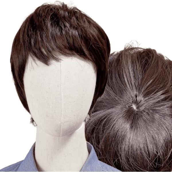 ウィッグ 白髪 白髪かつら 医療用 フルウィッグ ショート グレイヘア 高齢者 ボブ(ダークブラウン...