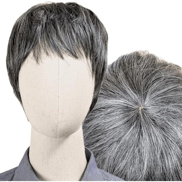 ウィッグ 白髪 白髪かつら 医療用 フルウィッグ ショート グレイヘア 高齢者 中高年(白5黒5, ...