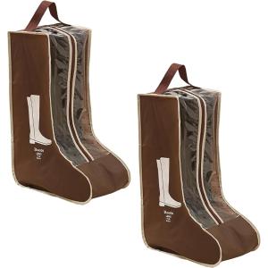 ブーツ 収納 ブーツカバー シューズカバー 防水 長靴ケース ブーツ収納袋 シューズカバー袋(ブラウン, 大サイズ 2個セット)