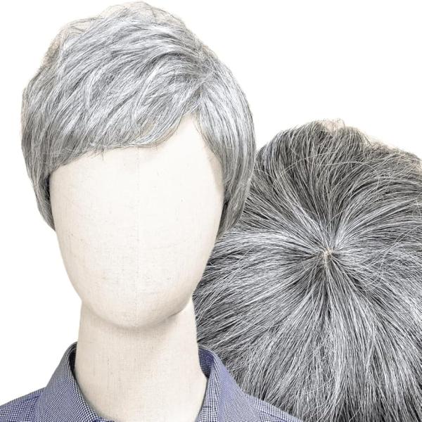 ウィッグ 白髪 白髪かつら 医療用 フルウィッグ ショート グレイヘア 高齢者 中高年 ボブ(白8黒...