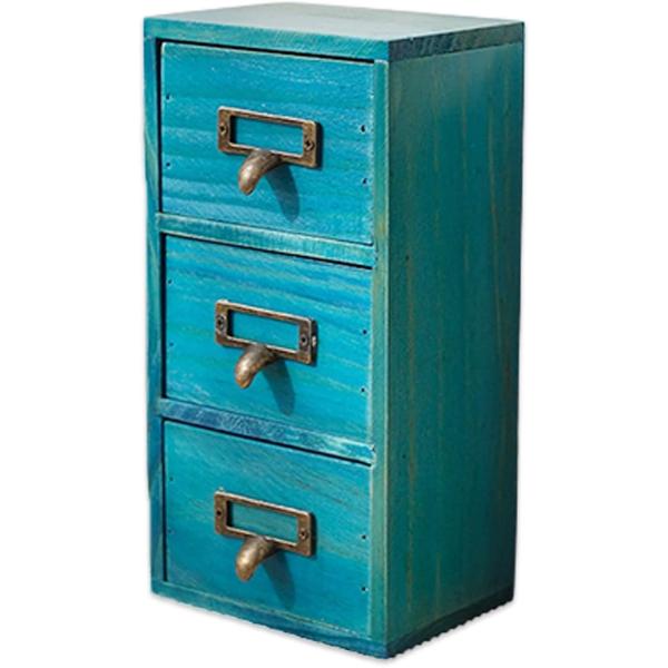 木製 引き出し 収納ボックス 3段 小物入れ レトロ アンティーク 卓上 化粧品 文房具 小物整理 ...