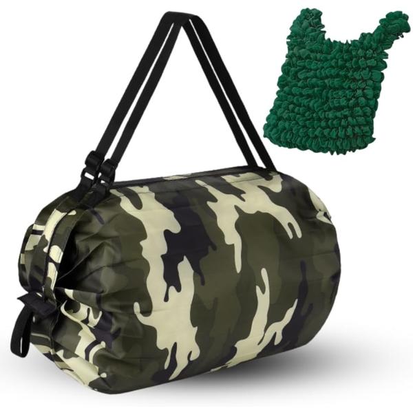 エコバッグ 大容量 折りたたみ コンパクト 軽量 ファスナー付 伸縮 くしゅくしゅバッグ付き MDM...