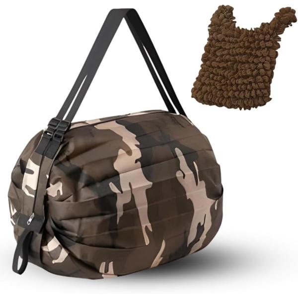 エコバッグ 大容量 折りたたみ コンパクト 軽量 ファスナー付 伸縮 くしゅくしゅバッグ付き MDM...