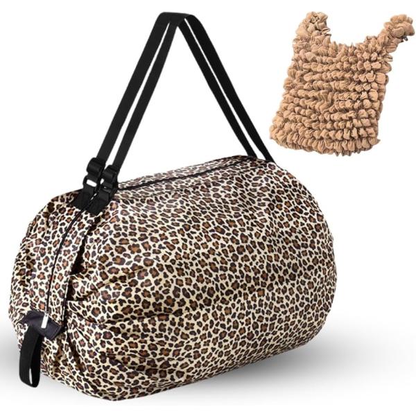 エコバッグ 大容量 折りたたみ コンパクト 軽量 ファスナー付 伸縮 くしゅくしゅバッグ付き MDM...