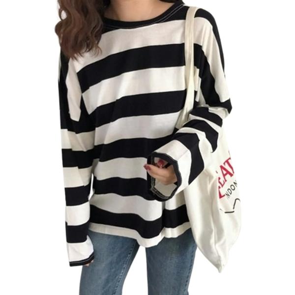 レディース ボーダー トップス Tシャツ 長袖 ロンT カットソー 大きめ 丈 長め かわいい ゆっ...
