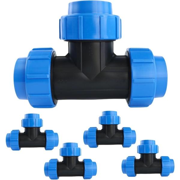 チーズ T字継手 PEホース用 クイックジョイント 灌水 農業 園芸 修理 手締めOK (ブルー, ...
