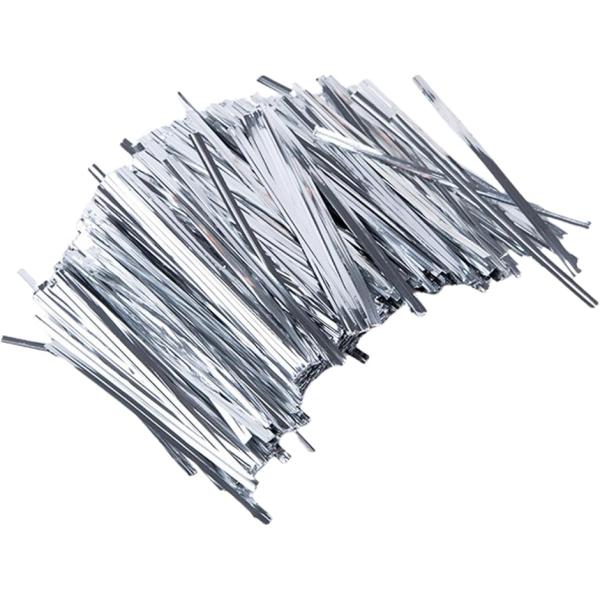 ラッピングタイ ワイヤータイ ツイストタイ プレゼント 800本セット (シルバー,  8cm)