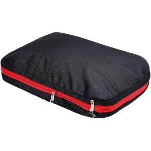 旅行用圧縮袋 衣類 2Way トラベルポーチ MDM(ブラック,  L)