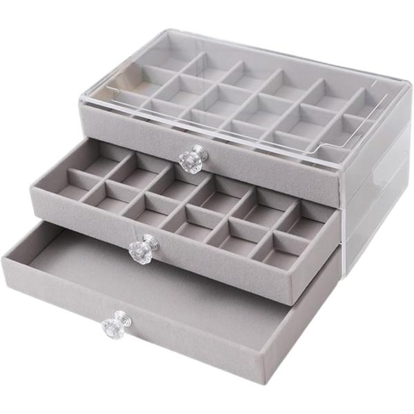 アクセサリーケース 引き出し 大容量 ジュエリー 収納 3段 (グレー)