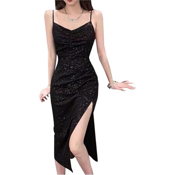 キャバドレス スリット キャミドレス ラメ ロゴ キラキラ ロング 可愛い 体系カバー セクシー ラ...