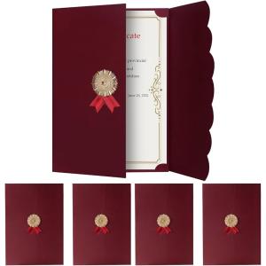 証書ファイル 5冊セット A4 賞状ファイル 賞状ホルダー スポーツ大会 修了証 表彰状 証書ホルダーa4 賞状入れ 軽量 (ボルドー)