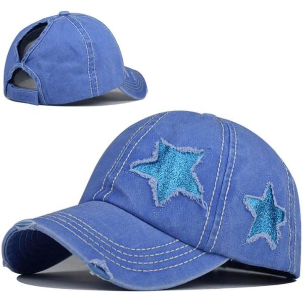 キャップ 帽子 フリーサイズ レディース 星柄 スター ポニーテイル アジャスター 調節(ジェイブル...