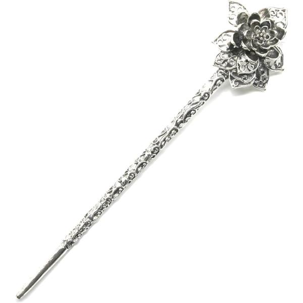 ミャオミャオ かんざし 簪 一本 和装 留袖 着物 浴衣 髪飾り 金属 アンティーク フラワー 蓮の...