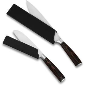 包丁ケース 持ち運び アウトドア ナイフカバー 収納 コンパクト キャンプ 2点セット ナイフ＋ペティ (ブラック,  フリー)