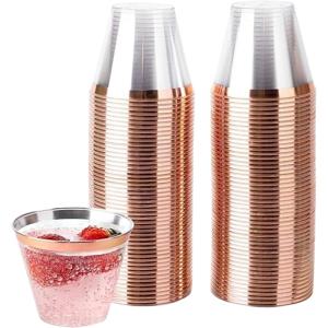 プラスチックコップ 使い捨て 食品衛生法適合 かき氷 プラカップ 子供 ミニ デザートカップ 使い捨てコーヒーカップ (ピンクゴールド)