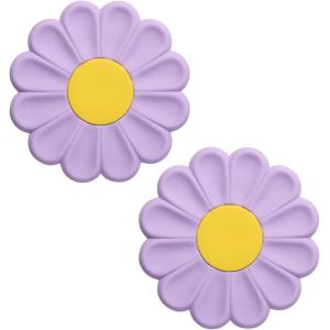 シリコンマット 2枚セット 鍋敷き 鍋つかみ 花 耐熱 滑り止め 多機能 洗える おしゃれ キッチン (パープル, 17cm)