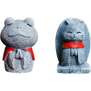 動物 お地蔵さん 癒し 小型 置物 祈り 守り神み かげ石 御影石 神仏像 MDM (かえる＆猫, ...