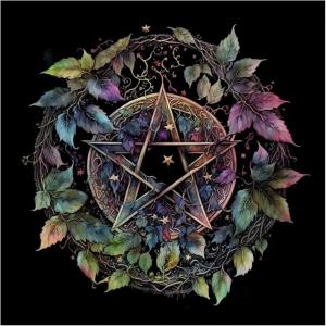 タロットマット タペストリー タロットクロス 大判 厚手 60x60cm 五芒星 (マルチカラー, 長さ60 cm x 幅60 cm)