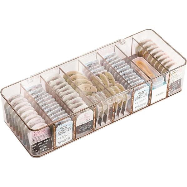 コンタクト収納ケース 蓋付き カラコン ワンデー 使い捨て 大容量 (ブラウン)