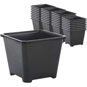 育苗ポット 40個 プラ鉢 植木鉢 プレステラ 園芸 スリット鉢 プラスチック (ブラック, 10cmx10cm)