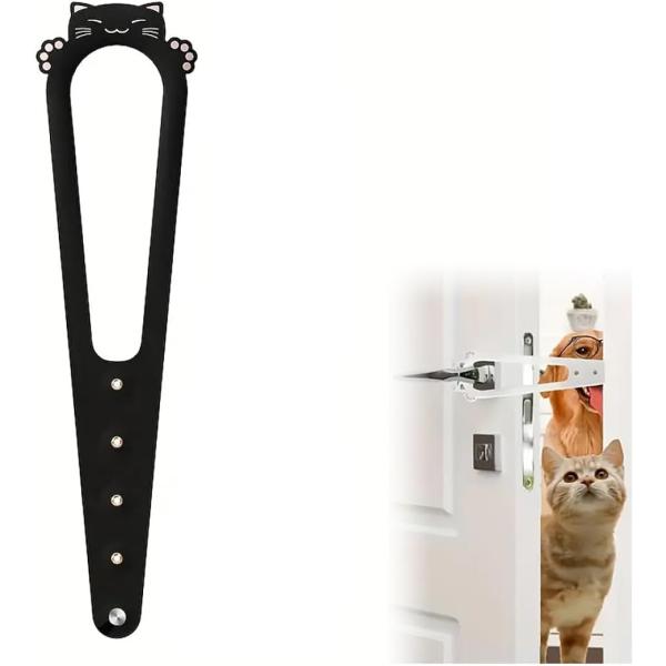 猫 ドア ドアストッパー ペット 室内 とじこめ防止 5段階調整 換気 工事不要 取付簡単(ブラック...
