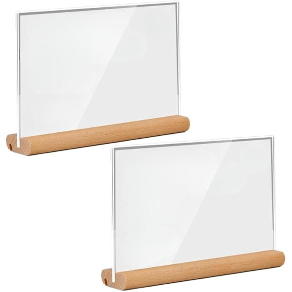 メニュースタンド 卓上 アクリル製 木製ベース シンプル おしゃれ 2個セット (透明,  120x...