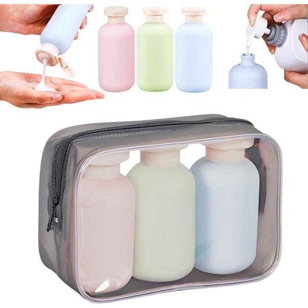 トラベル ボトル シャンプーボトル セット 携帯用 (ピンク+ブルー+グリーン,  100ml3本（...