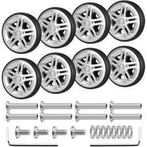 スーツケース ダブルキャスター 交換用 車輪 修理 静音 360度回転 トラベルバッグ 補修パーツ DIY 簡単 直径55mm 8個セット