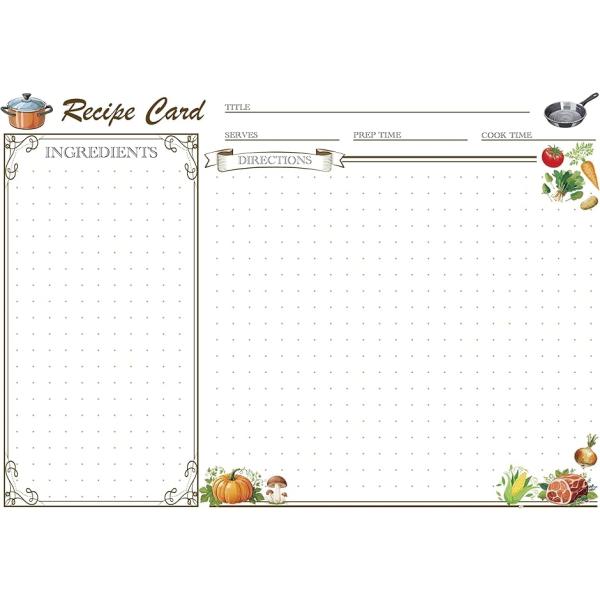 レシピカードセット リフィル 50枚入り A5サイズ 厚紙 丈夫 収納用 おしゃれ 料理 メモ(オフ...