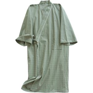 介護用パジャマ 前開き フルオープン 春夏秋 入院 授乳 寝たきり 浴衣風 男女兼用(グリーン, M)
