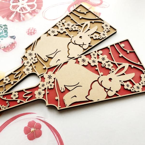 羽子板　うさぎ　卯　お正月　飾り　七五三　桃の節句　ひな祭り　十二支　干支　迎春　インテリア　置物　...