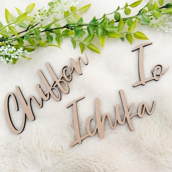 お名前レターバナー*筆記体　　木製 命名 名入れ ローマ字 英語 文字 誕生日 撮影小物 出産記念 ...