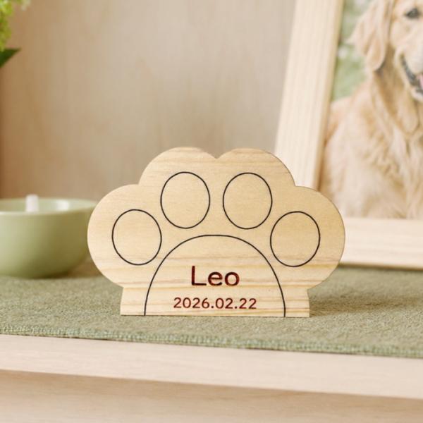 木製ペット位牌 Memorial Wood 肉球 国産熊野ひのき 犬 猫 コンパクト シンプル 省ス...