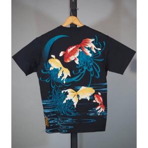 金魚に菊流水半袖Tシャツ｜reason-morioka