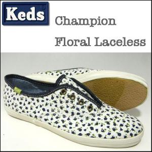 KEDS/ケッズ/スニーカー/レディース/Champion Floral Laceless/ホワイト/チャンピオン　フローラル　レースレス/スリッポン/海外限定/WF44026｜reason