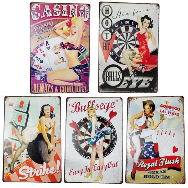 ブリキ看板 ポーカー ダーツ トランプ フルーツ ゲーム ティンサイン アメリカン バー 壁飾り イ...