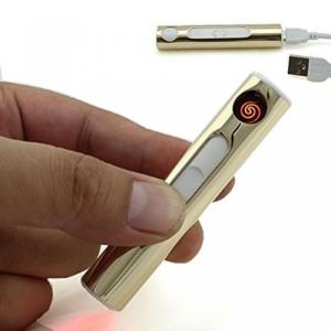 充電 USB ライター スティック 型 電子ライター 電熱 ライター コンパクト 収納 スリム タバコケース 収納 ゴールド NS-STL-GD｜rebias