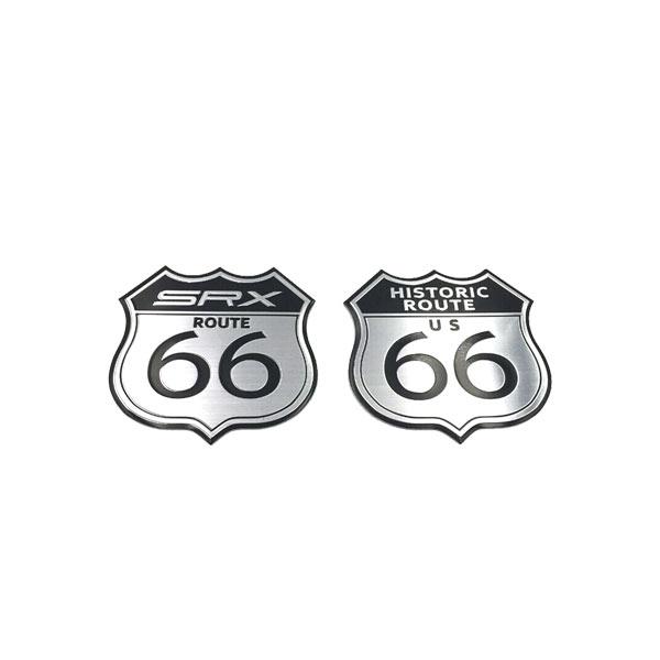 ルート66 エンブレム ROUTE66 ステッカー US SRX エンボス ヘアライン カスタム シ...