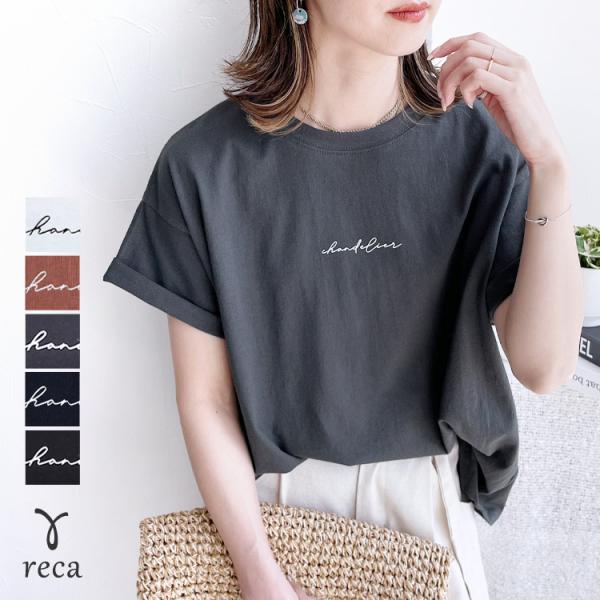 筆記体ロゴプリントTシャツ R21158-k レディース カットソー 半袖 ネコポス発送5