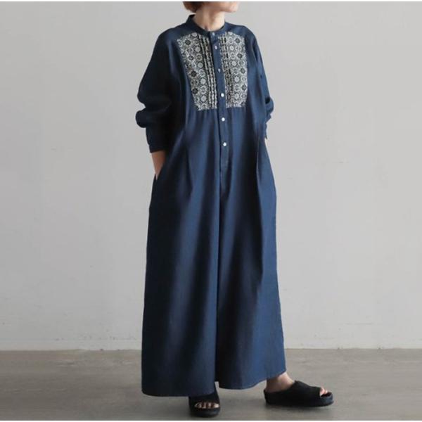 FIL DE FER フィルデフェール プリントデニムコンビ ロングワンピース 10-1-03-20...