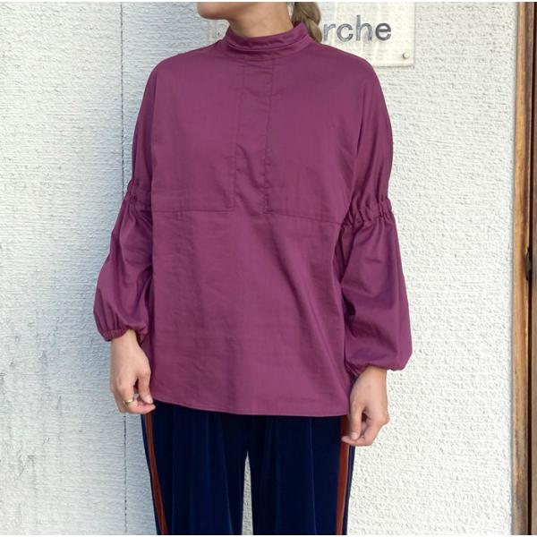 【40%OFF】FIL DE FER フィルデフェール ポリラミーポプリン 袖ゴムブラウス 10-1...