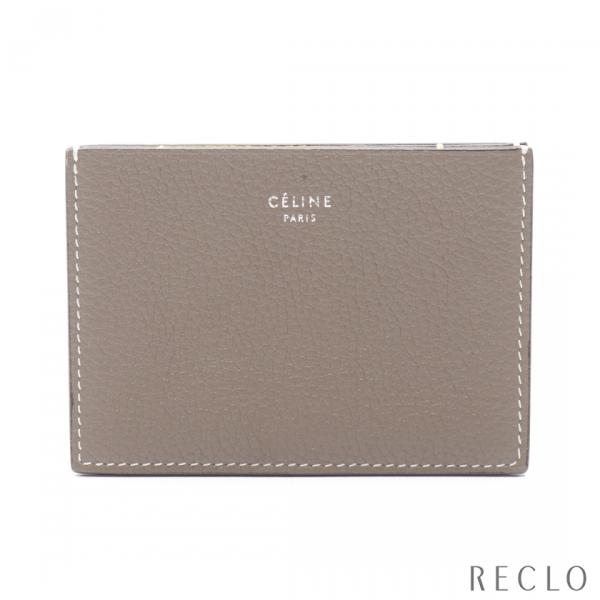 セリーヌ CELINE カードケース レザー ダークグレー レディース 中古