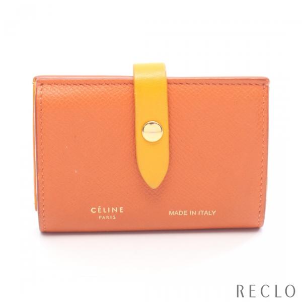 セリーヌ CELINE カードケース レザー オレンジ イエロー レディース 中古