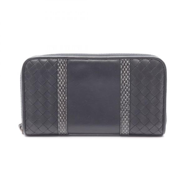 ボッテガヴェネタ BOTTEGA VENETA イントレチャート ラウンド長財布 財布 レザー ブラ...