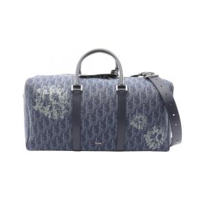 ディオール Dior DIOR × Denim Tears ランゴ50 オブリーク ピースサイン ボストンバッグ バッグ キャンバス ネイビー系 【中古】
