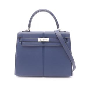 エルメス HERMES ケリーパデッド25 ハンドバッグ バッグ レザー ヴォースイフト ネイビー系 ブルーサフィール 【中古】