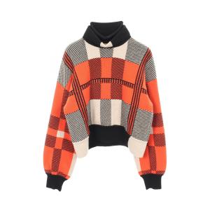 エルメス HERMES チェック ハイネック ニット 衣料品 トップス カシミヤ ブラック系 ベージュ 【中古】