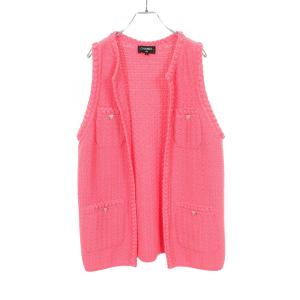 シャネル CHANEL ココマークボタン ニット ベスト 衣料品 トップス コットン ピンク系 P72795K10459 【中古】