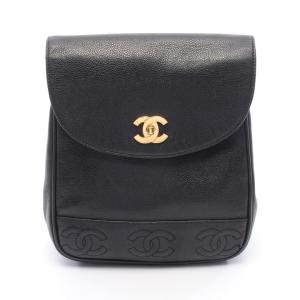 シャネル CHANEL トリプルココマーク リュックサック バックパック バッグ レザー ブラック系 【中古】